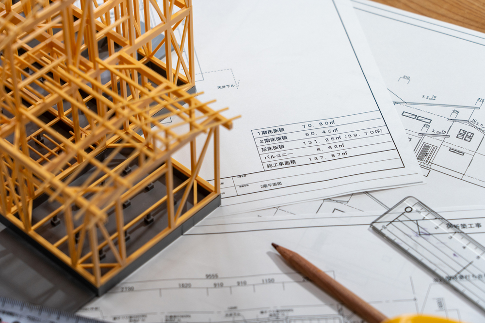 木造二階建ての建築確認申請図書のイメージ