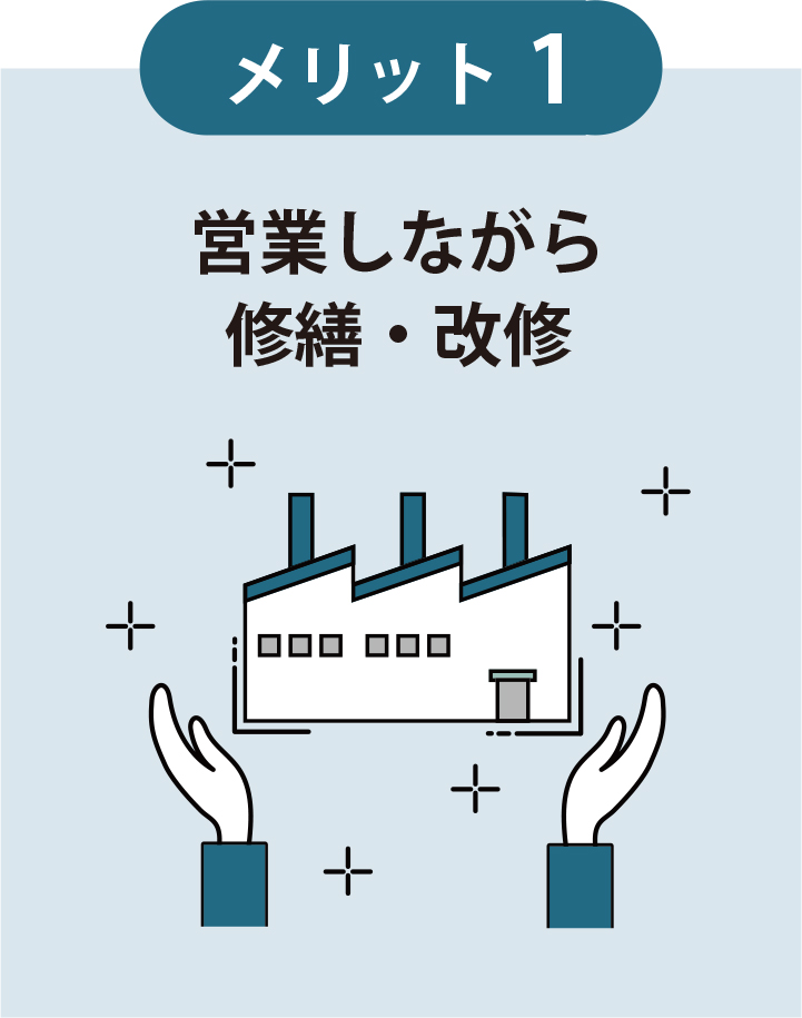 メリット1　営業しながら修繕・改修